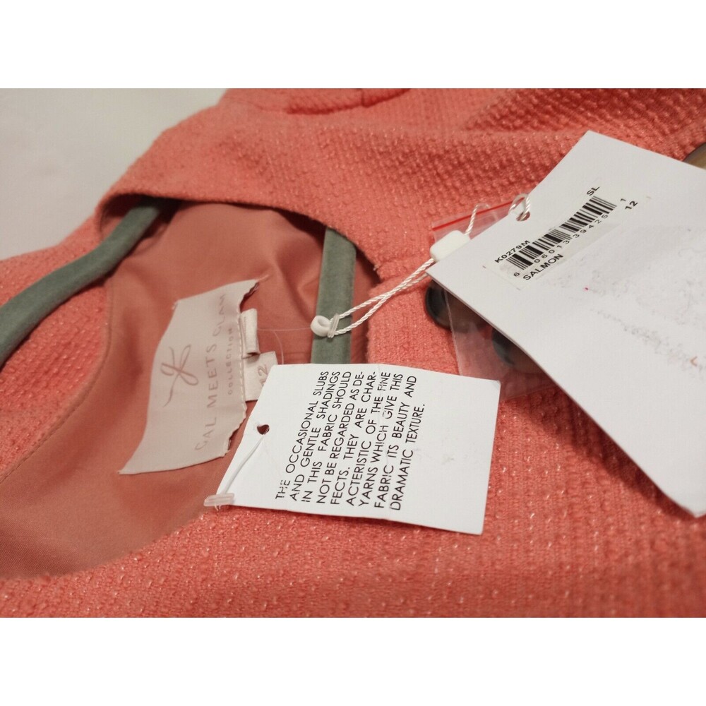 Gal Meets Glam Women S. 12.Tweed Button Front CoralSalmón. Short Sleeve Dress - Picture 7 of 15